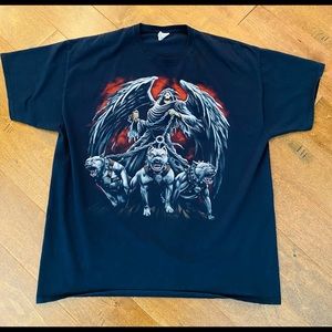 Vintage Grim Reaper and Hell Hounds Shirt Men’s Size 2XL XXL Black Short Sleeve